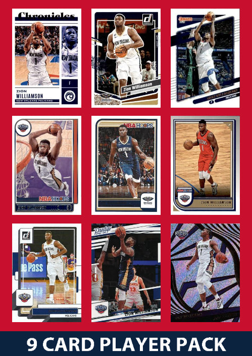 Zion Williamson 9 Card Player Pack 2023-24 Hoops Donruss Panini New Orleans Pelicans