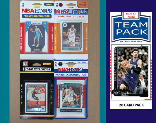 Charlotte Hornets Panini Hoops Team Sets 2025 2024 2023 2022 2021 2020 Lamelo Ball RC 223 + Multiyear Pack 2026 Topps