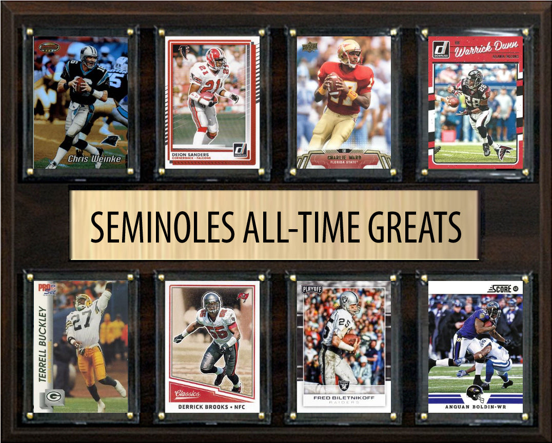 FSU Florida State Seminoles Legends Plaque 8 Cards Deion Sanders Charlie Ward Terrel Buckley