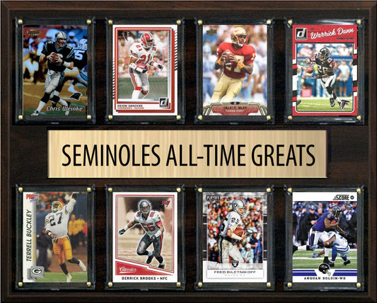 FSU Florida State Seminoles Legends Plaque 8 Cards Deion Sanders Charlie Ward Terrel Buckley