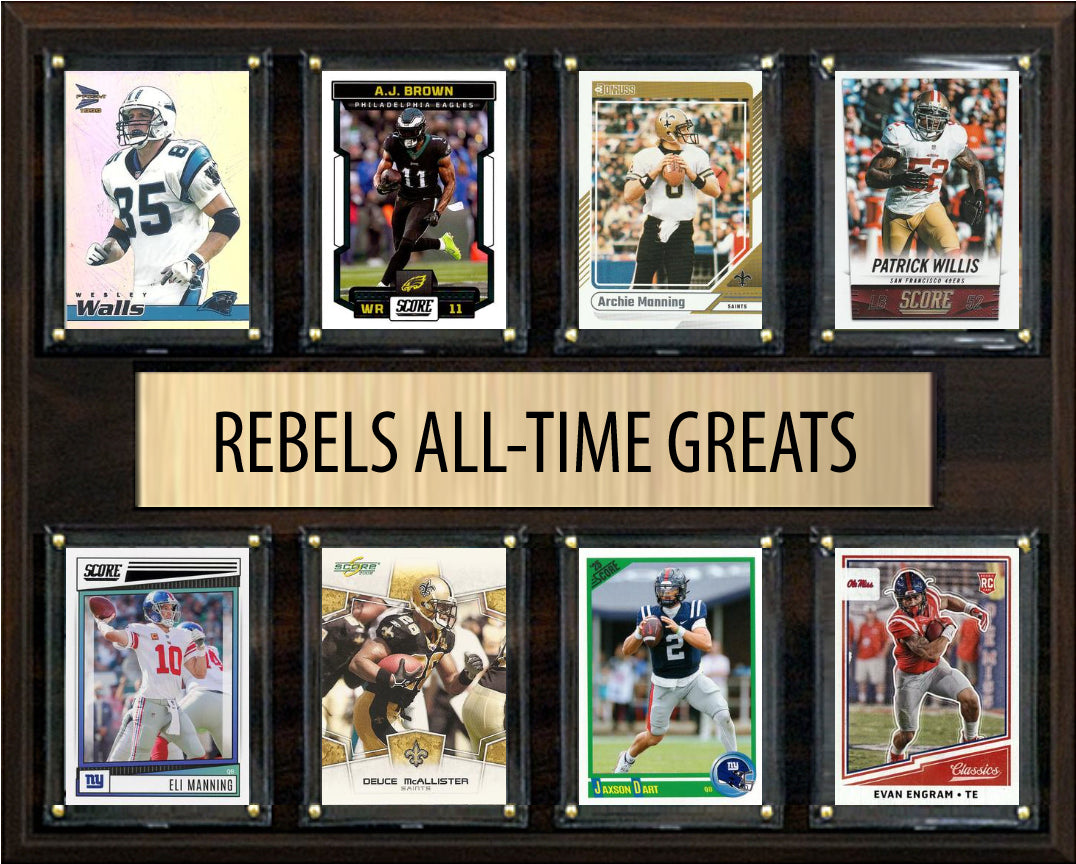 Ole Miss Rebels Legends Plaque 8 Cards Eli Manning Patrick Willis Jaxson Dart AJ Brown
