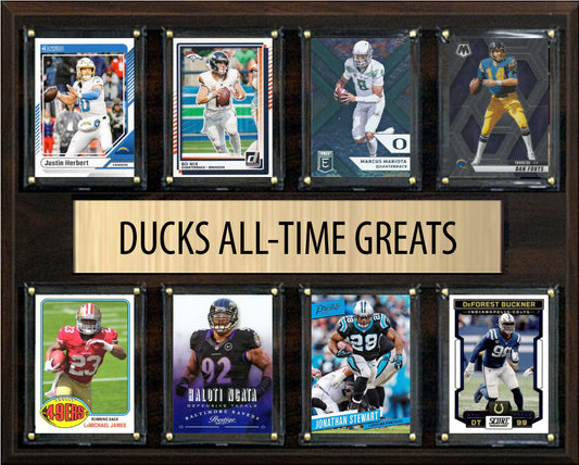 Oregon Ducks Legends Plaque 8 Cards Justin Herbert Bo Nix Mariota Dan Fouts Ngata