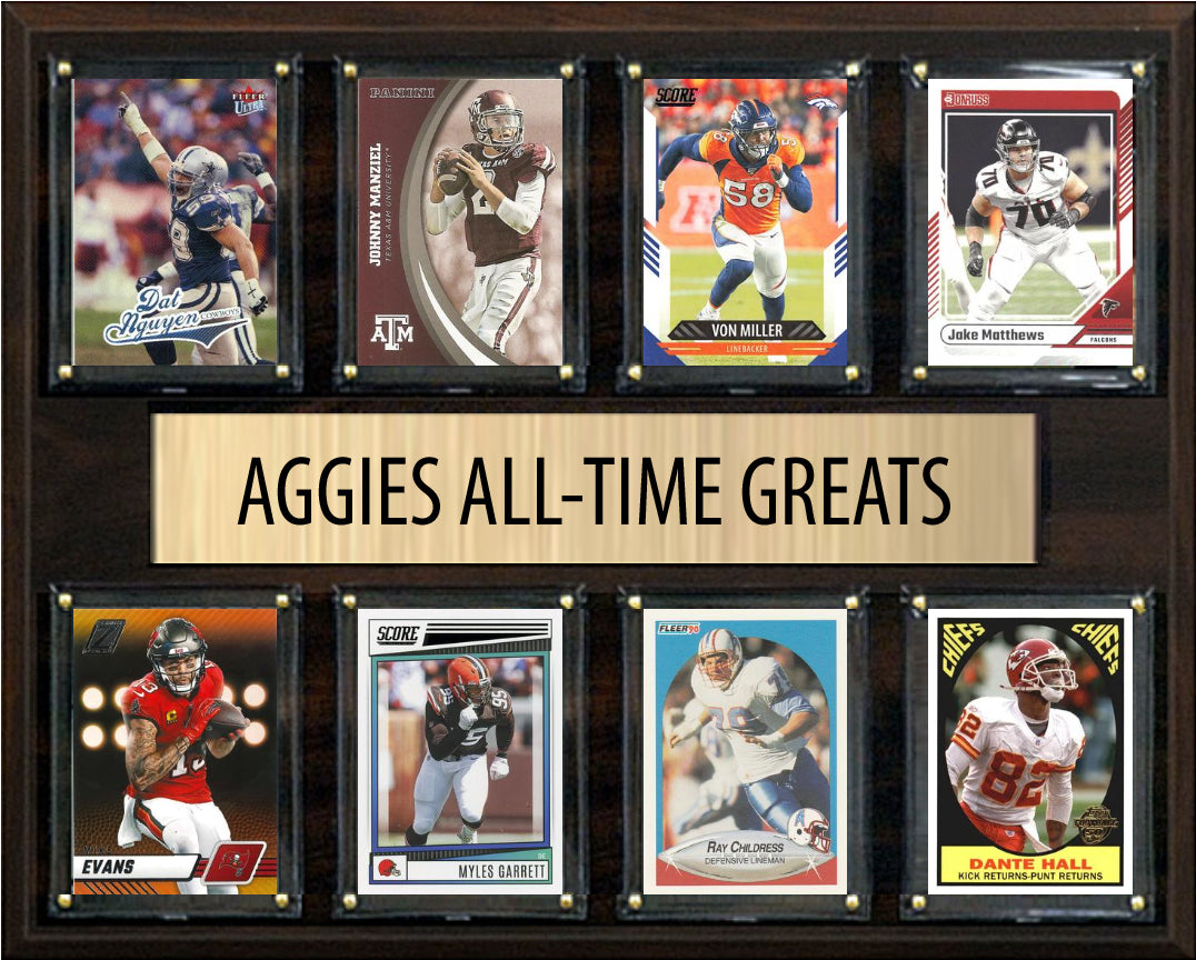 Texas A&M Aggies Legends Plaque 8 Cards Johnny Manziel Myles Garrett Von Miller Evans