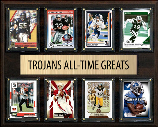 USC Trojans Legends Plaque 8 Cards Marcus Allen Caleb Williams Seau Palmalu Bush