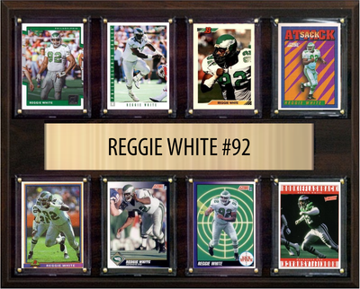Reggie White Philadelphia Eagles Hall of Fame Fan Gift Plaque 12x15 8 Cards Prizm, Donruss, Score 2024 2025 2026