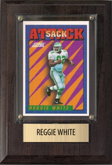 Reggie White Philadelphia Eagles Hall of Fame Fan Gift Plaque 4x6 1 Card Prizm, Donruss, Score 2024 2025 2026