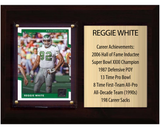Reggie White Philadelphia Eagles Hall of Fame Stats Plaque 6x8 1 Card Prizm, Donruss, Score 2024 2025 2026
