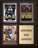New England Patriots Super Bowl XXXIX Champions Fan Gift Plaque 8x10 3 Cards