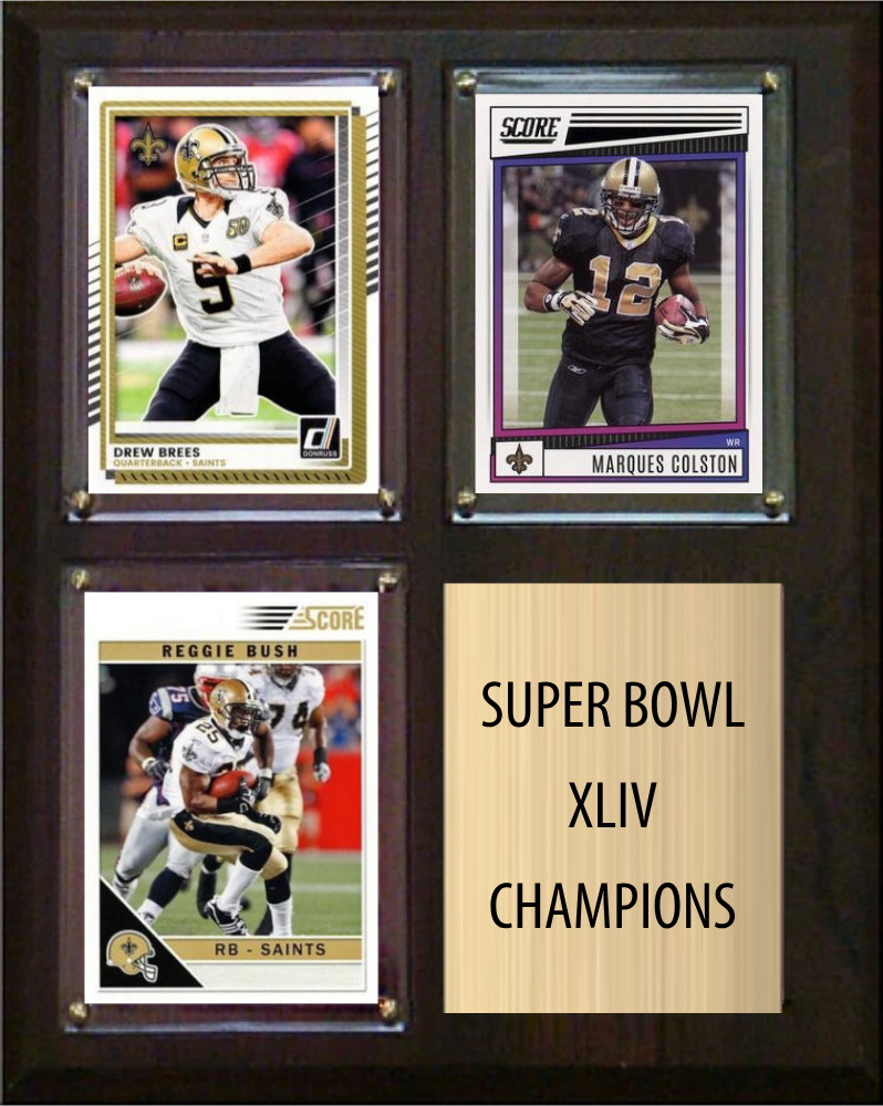 New Orleans Saints Super Bowl XLIV Champions Fan Gift Plaque 8x10 3 Cards