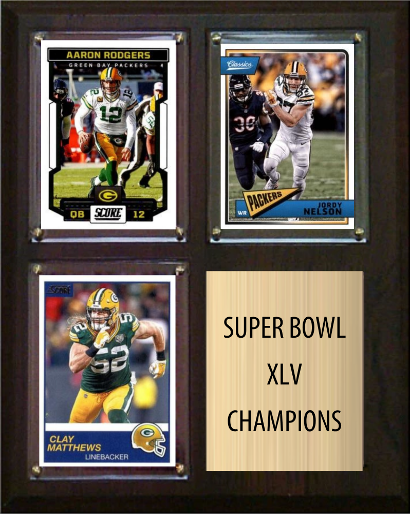 Green Bay Packers Super Bowl XLV Champions Fan Gift Plaque 8x10 3 Cards