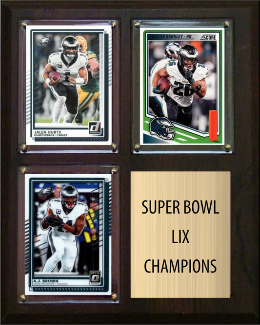 Philadelphia Eagles Super Bowl LIX Champions Fan Gift Plaque 8x10 3 Cards