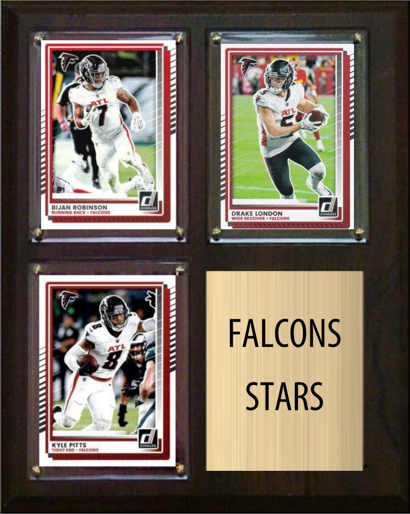 Atlanta Falcons Stars 2026 Fan Cave Plaque 8x10 3 Cards - Robinson, London, Pitts