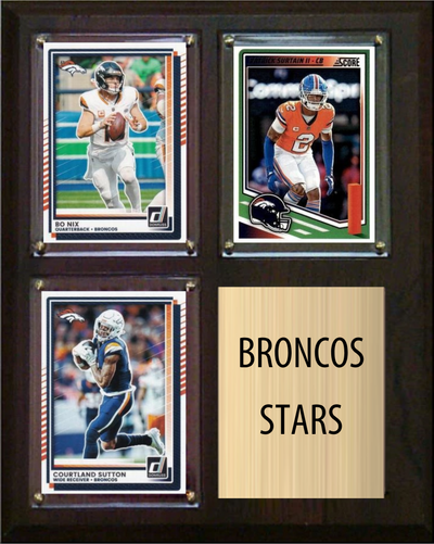 Denver Broncos Stars 2026 Fan Cave Plaque 8x10 3 Cards - Nix, Surtain, Sutton
