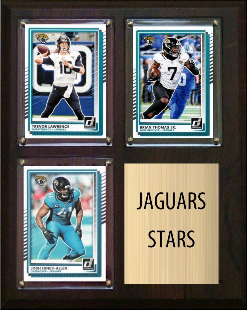 Jacksonville Jaguars Stars 2026 Fan Cave Plaque 8x10 3 Cards - Lawrence, Thomas Jr., Hines-Allen