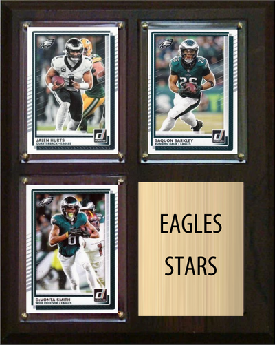 Philadelphia Eagles Stars 2026 Fan Cave Plaque 8x10 3 Cards - Hurts, Barkley, Smith