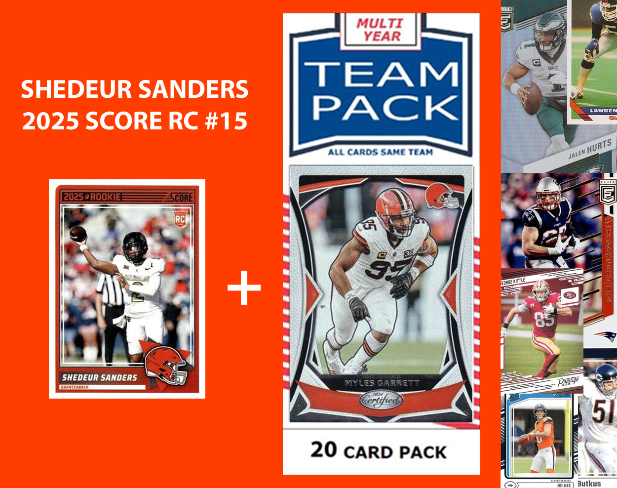2025 SCORE Shedeur Sanders + 20 Card Team Pack Cleveland Browns Myles Garrett 2024 2023 Donruss