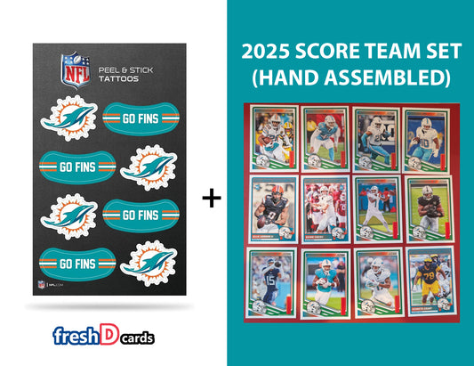 Miami Dolphins NFL Football Peel & Stick Temporary Tattoos + 2025 SCORE Team Set