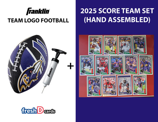 Franklin NFL Team Football Baltimore Ravens + 2025 Cards - Rubber Youth Mini Pump Lamar Jackson Henry