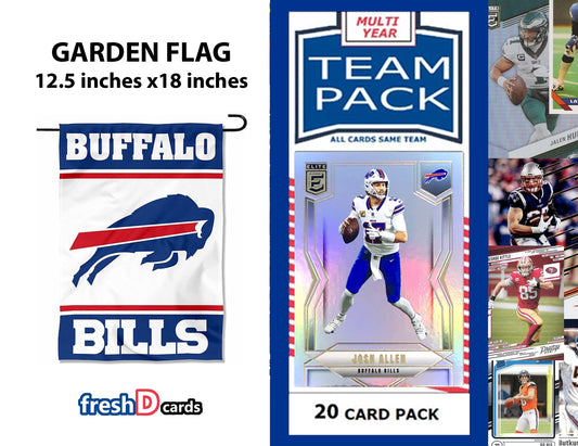 Garden Flag WinCraft Buffalo BIlls Double Sided + 2025 Multiyear Team Pack Cards Josh Allen