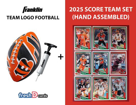 Franklin NFL Team Football Cincinnati Bengals + 2025 Cards - Rubber Youth Mini Pump Burrow Chase