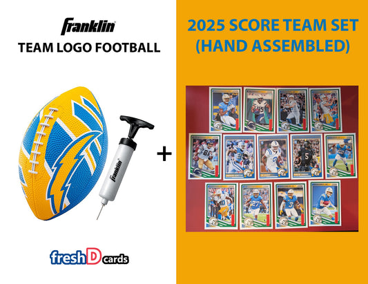 Franklin NFL Team Football LA Chargers + 2025 Cards - Rubber Youth Mini Pump Herbert