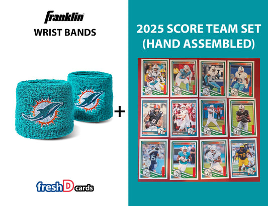 Franklin NFL Team Football Miami Dolphins Wrist Bands + 2025 Cards Team Set - Tyreek Hill