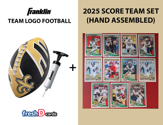 Franklin NFL Team Football New Orleans Saints + 2025 Cards - Rubber Youth Mini Pump Shough