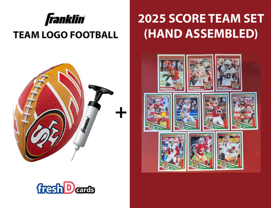 Franklin NFL Team Football San Francisco 49ers + 2025 Cards - Rubber Youth Mini Pump Kittle Purdy