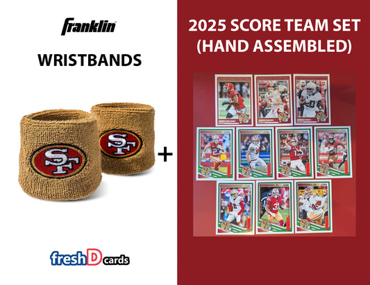 Franklin NFL Team Football San Francisco 49ers Wrist Bands + 2025 Cards Team Set - Purdy Kittle