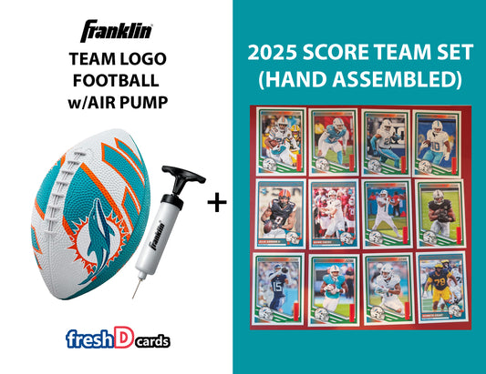 Franklin NFL Team Football Miami Dolphins + 2025 Cards - Rubber Youth Mini Pump Tyreek Hill