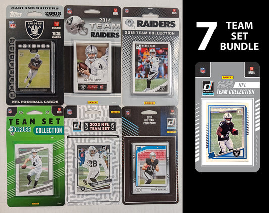 Donruss Las Vegas Raiders 7 Football Card Team Sets 2024 2023 2021 2018 2014 2008 2025 Maxx Crosby
