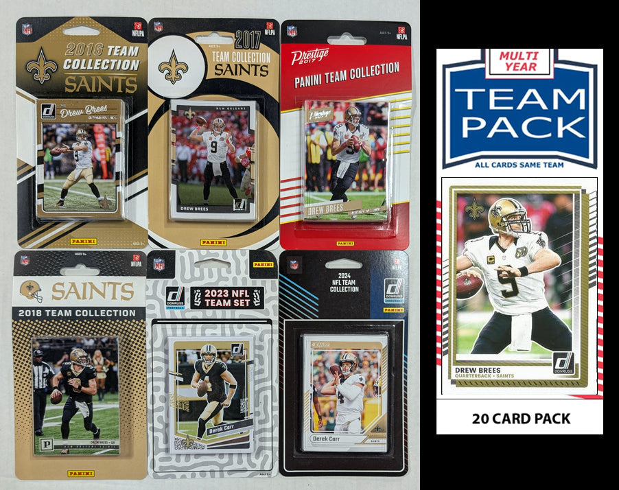 Donruss New Orleans Saints Team Sets 2024 2023 2018 2017 2016 + Multiyear Pack 2025 Drew Brees