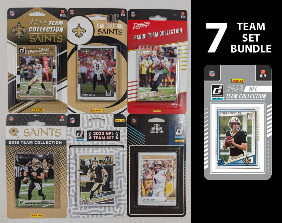 Donruss New Orleans Saints 7 Team Sets 2024 2023 2018 2017 2016 2025 Shough RC Drew Brees