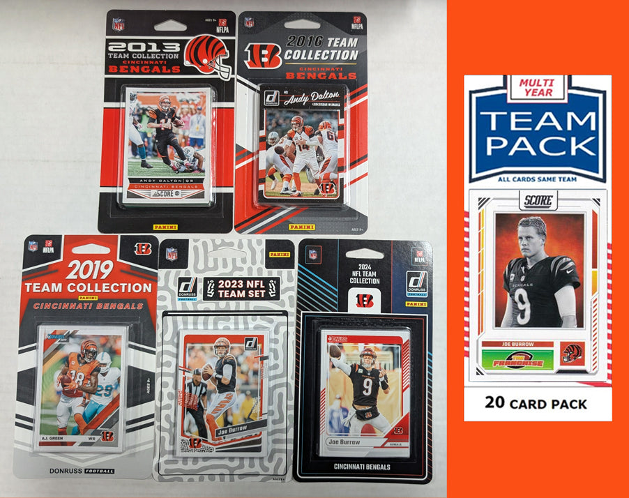 Donruss Cincinnati Bengals Team Sets 2024 2023 2019 2016 2013 + Multiyear Pack 2025 Joe Burrow