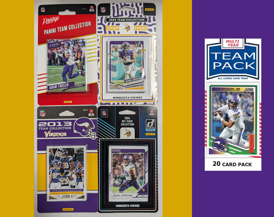 Donruss Minnesota Vikings Team Sets 2024 2023 2017 2013 + Multiyear Pack 2025 Justin Jefferson