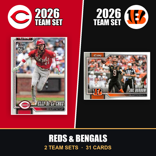 2026 Topps Cincinnati Reds & Bengals Team Set Combo - Baseball + Football 2-Sport Bundle - Elly De La Cruz & Joe Burrow