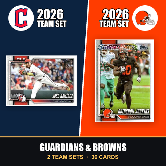 2026 Topps Cleveland Guardians & Browns Team Set Combo - Baseball + Football 2-Sport Bundle - José Ramírez & Quinshon Judkins
