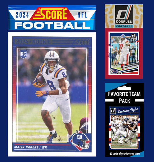 2024 SCORE NFL New York Giants Set Gift Pack + 2023 Donruss + 20 Card Pack 306 Malik Nabers RC LT