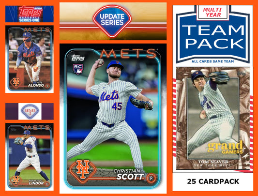 2024 Topps Update + Series 1 + 2 Team Set New York Mets Pete Alonso Lindor 25 Card Pack Tom Seaver