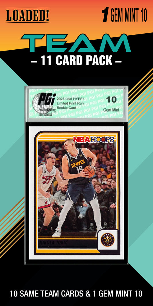 NBA Denver Nuggets Trading Card Pack — 11 Cards with 1 Graded Slab
