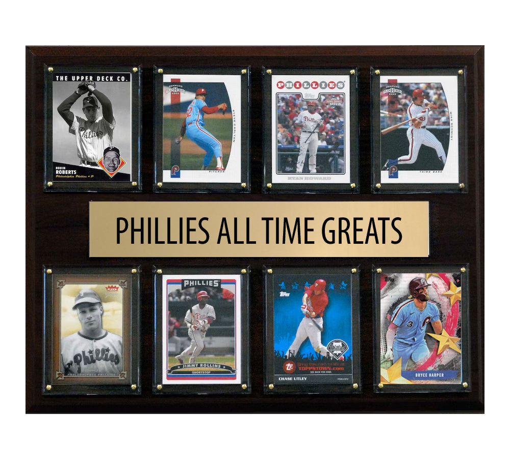 Philadelphia Phillies All Time Greats Legends Plaque 8 Cards Mike Schmidt Utley Howard Harper Carlton