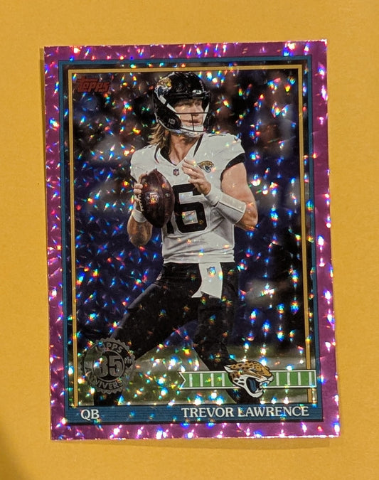 2026 Topps Football Trevor Lawrence 1991 Topps Football #91TF-10 Pink Crackle Foil