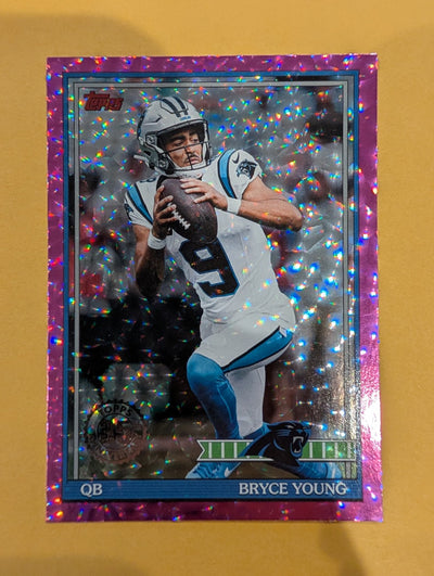 2026 Topps Football Bryce Young 1991 Topps Football #91TF-14 Pink Crackle Foil