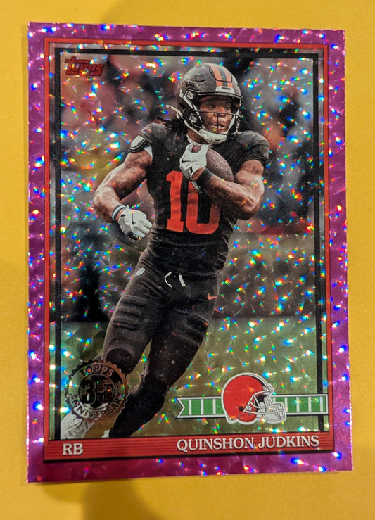 2026 Topps Football Quinshon Judkins 1991 Topps Football #91TF-25 Pink Crackle Foil