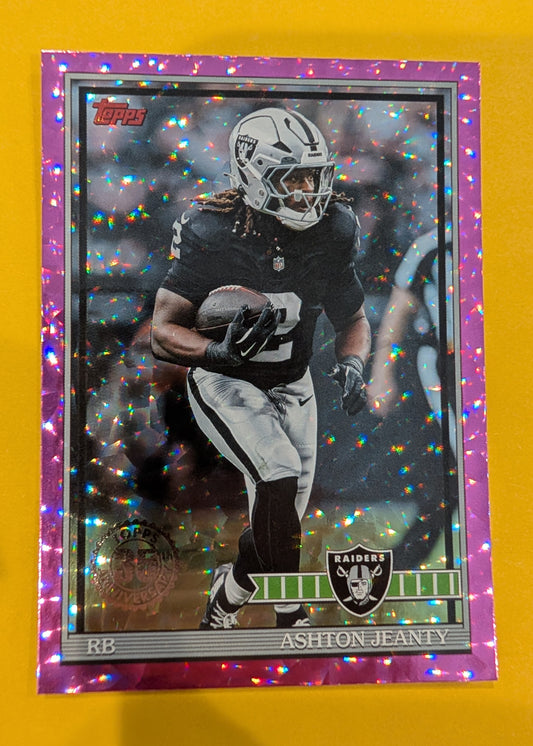 2026 Topps Football Ashton Jeanty 1991 Topps Football #91TF-27 Pink Crackle Foil