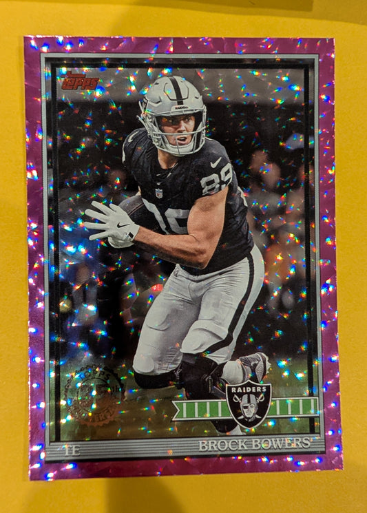 2026 Topps Football Brock Bowers 1991 Topps Football #91TF-34 Pink Crackle Foil