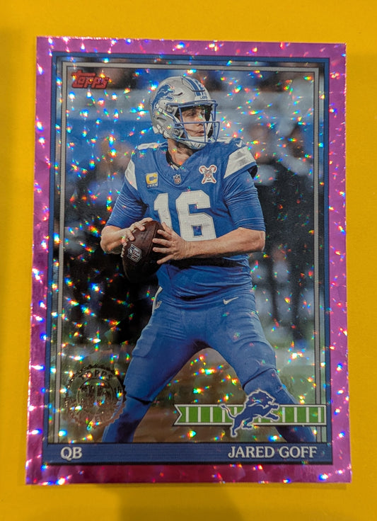 2026 Topps Football Jared Goff 1991 Topps Football #91TF-37 Pink Crackle Foil