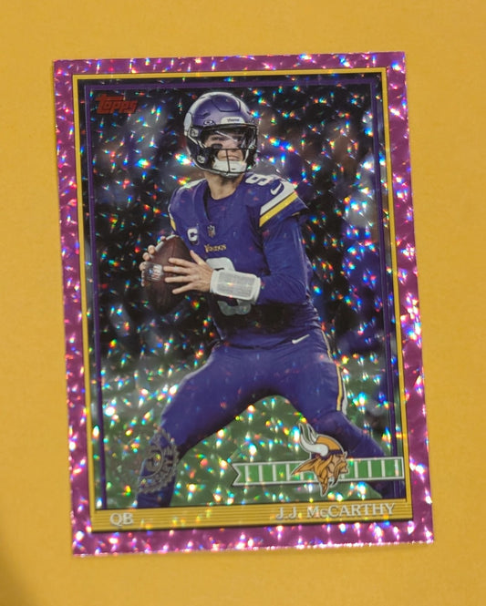 2026 Topps Football J.J. McCarthy 1991 Topps Football #91TF-41 Pink Crackle Foil