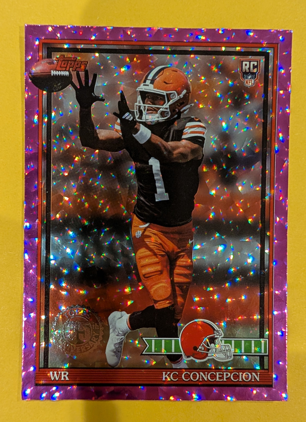 2026 Topps Football KC Concepcion 1991 Topps Rookies #91TR-23 Pink Crackle Foil