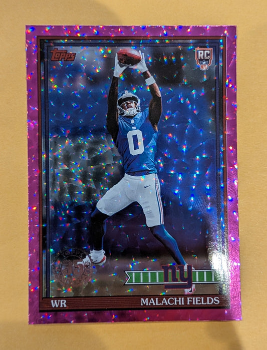 2026 Topps Football Malachi Fields 1991 Topps Rookies #91TR-30 Pink Crackle Foil